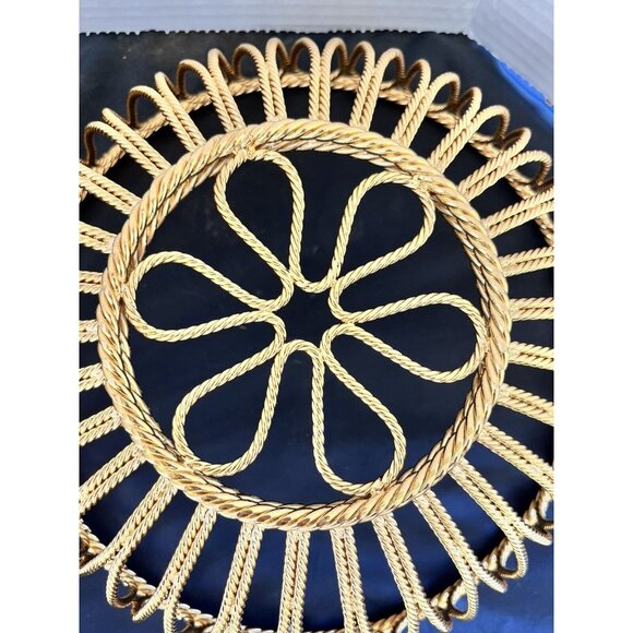 Metal Wire Round Bread Basket Twisted Gold Tone Heavy New 9-1/2" Decor Bowl - Picture 6 of 8